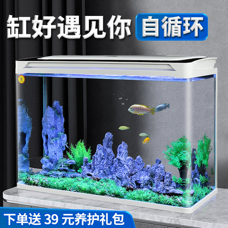 速发202玻璃缸小型桌面缸家族客厅免换态懒人迷你生水水用箱