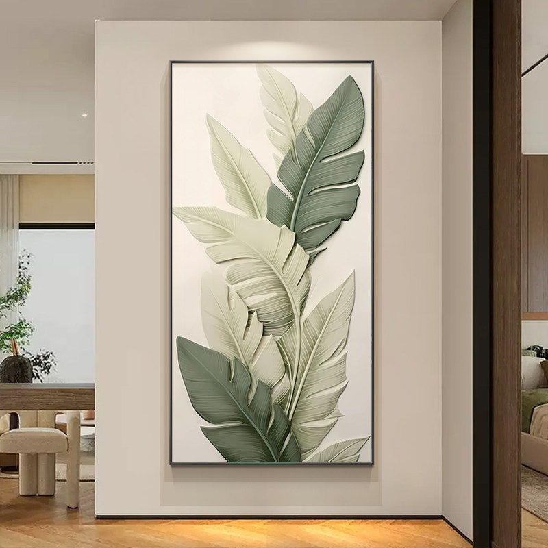速发风墙关装饰画简约高级感走廊挂画绿玄新款过道背景植壁画图片