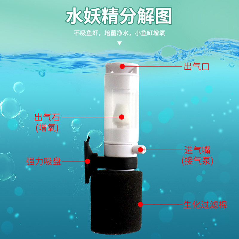 速发水妖精鱼缸迷你电动气举气动式吸便器增氧培菌过滤材料用品