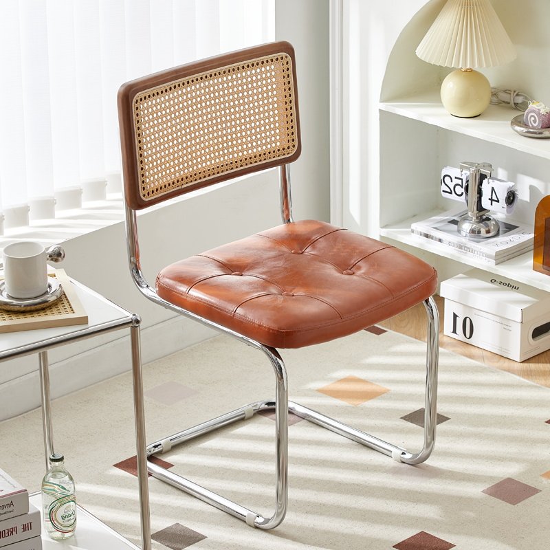 速发实木藤厅椅子家用设计师餐古复椅民宿椅咖啡编休闲椅