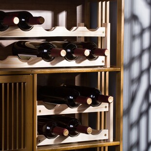 速发MO实约葡萄酒架复古简木红酒架落地置物架格子红酒展示