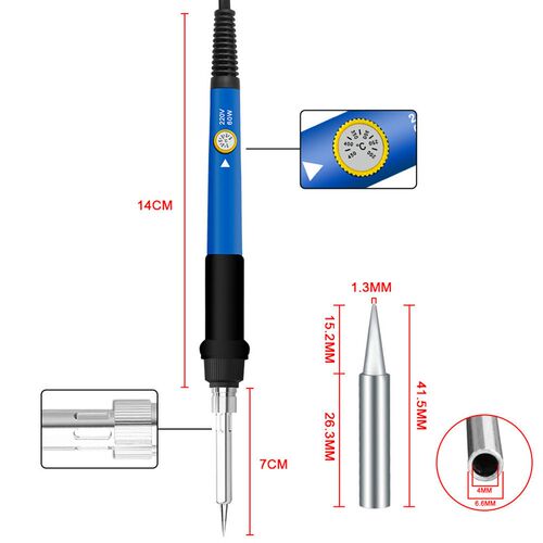 速发1件套60W蓝色电烙铁家用焊接可调温工业级电焊笔维修工具套装
