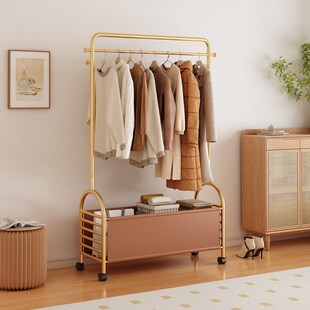 速发轻奢带轮可移衣动帽架客厅家用收服衣纳架简易衣架卧室落地挂