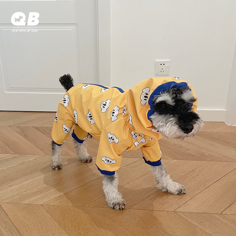 速发防雨防水衣服带抽绳背部拉链雪纳瑞比熊泰迪法斗四脚雨衣