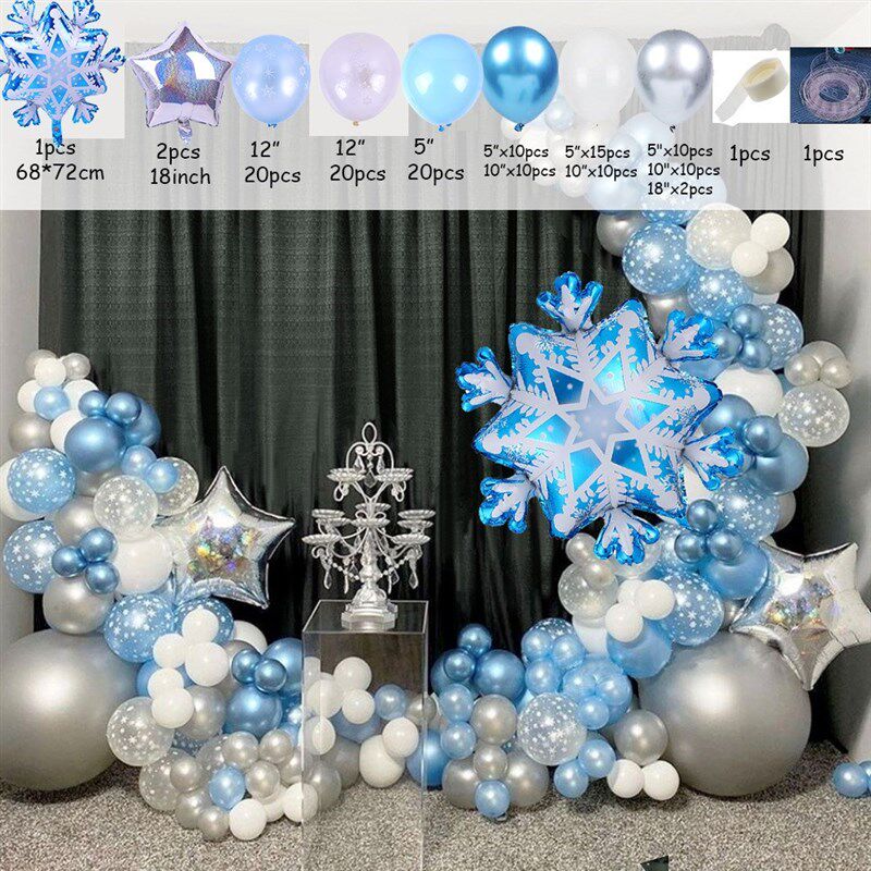 速发冰雪奇缘主题气球套餐毕业季雪花汽球链花环套装生日派对装饰