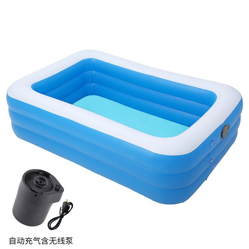 速发充气游泳池儿童泳池家用成人水池蓝白洗澡池 婴儿洗澡宝 桶宝