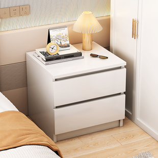 速发床头柜简约室奢高级感易边柜家用卧轻大容量白色简床收纳柜