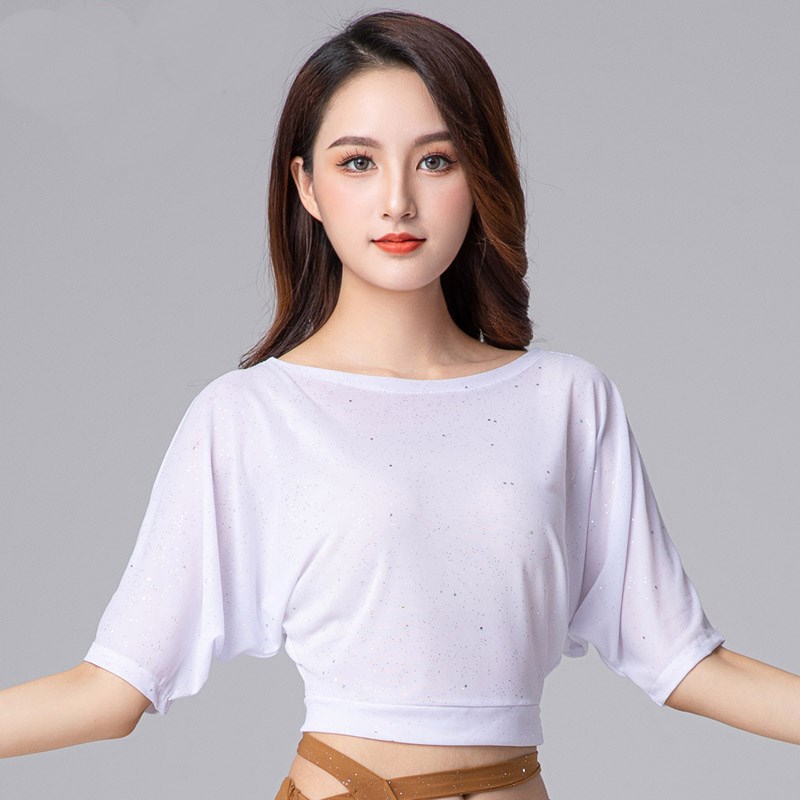 速发2204新款肚皮舞性感宽松网布上衣大季东方舞练功服中袖上装春