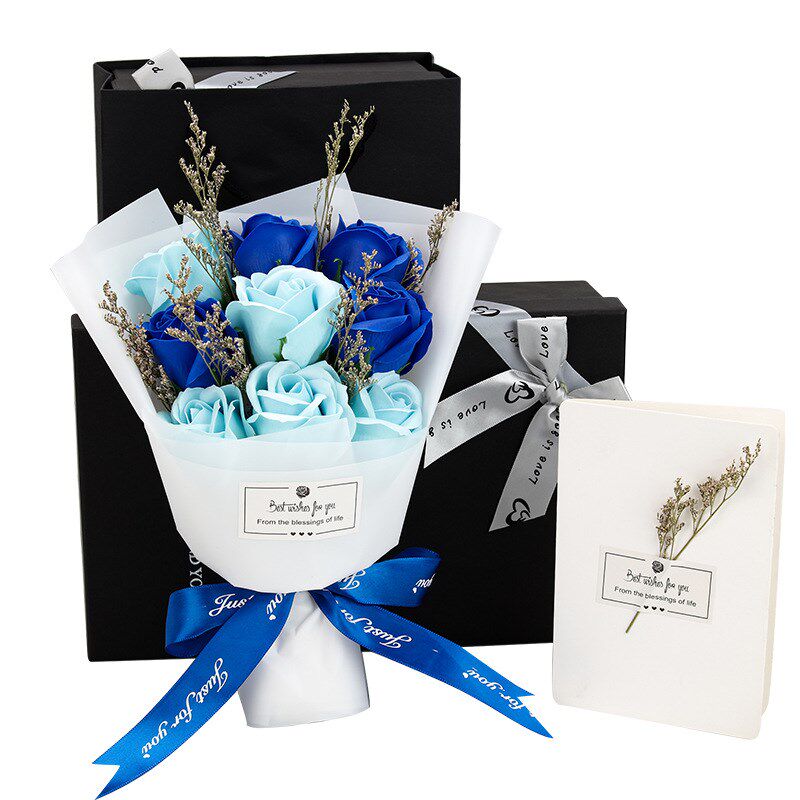 速发跨境货亲母源节礼物七夕情人节束花小花束朵玫瑰香皂花干礼盒