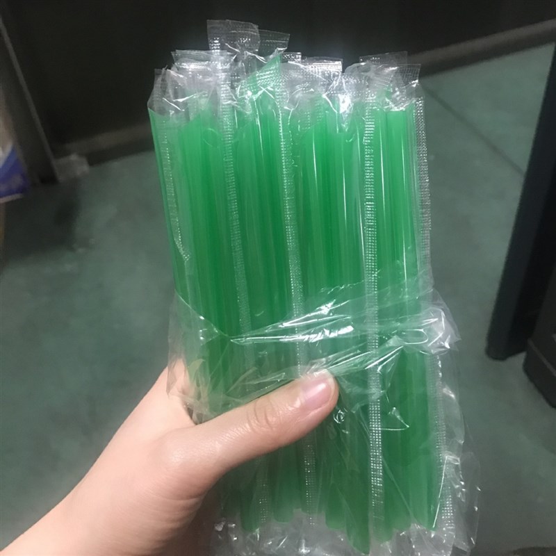 速发8*17.5长绿豆沙吸管单只包一次性塑料吸明透管奶茶管