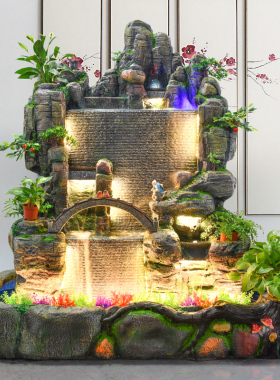 速发假山流水喷泉招财轮摆件别墅花园庭院台鱼池造景加湿器装饰