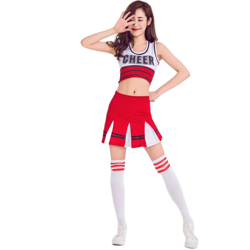 速发韩版新款性感啦啦队 装 足球宝贝团体出美操演健服舞台服服表