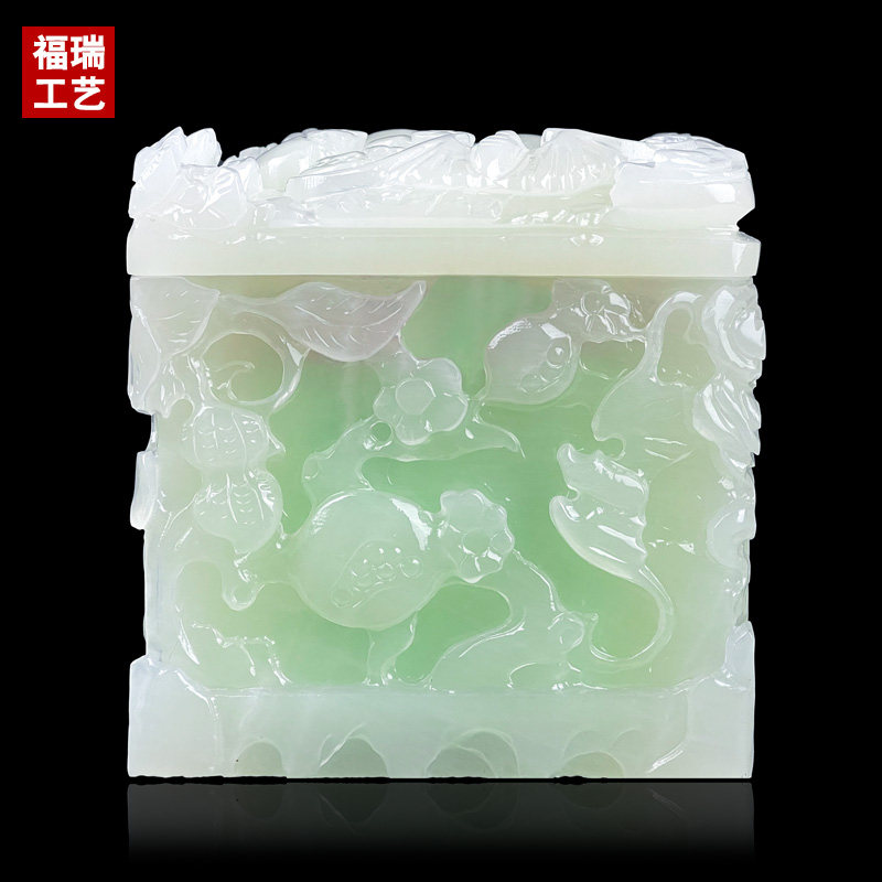 速发高档阿富汗玉盒玉石水晶富贵人生男用款玉汉白寿盒防潮棺材