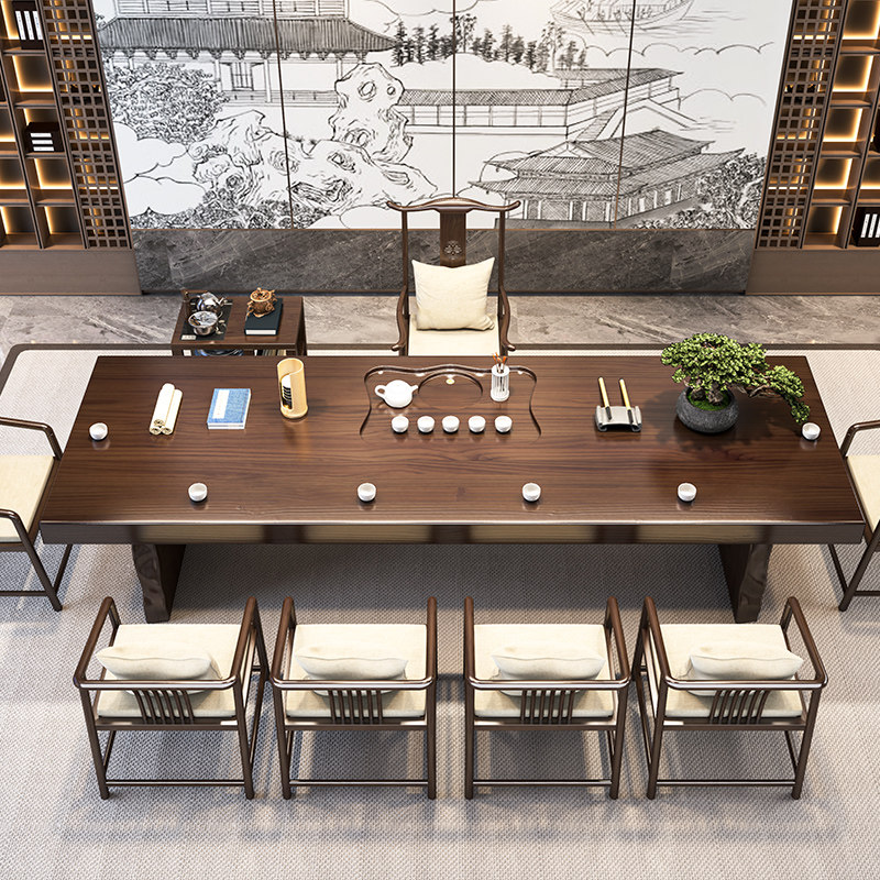 速发实木大板茶桌办意室一体茶台新中式禅公组约功夫泡茶桌椅简合,住宅家具,家用茶台/茶桌,淘宝优惠券,粉丝福利购,淘宝优惠卷