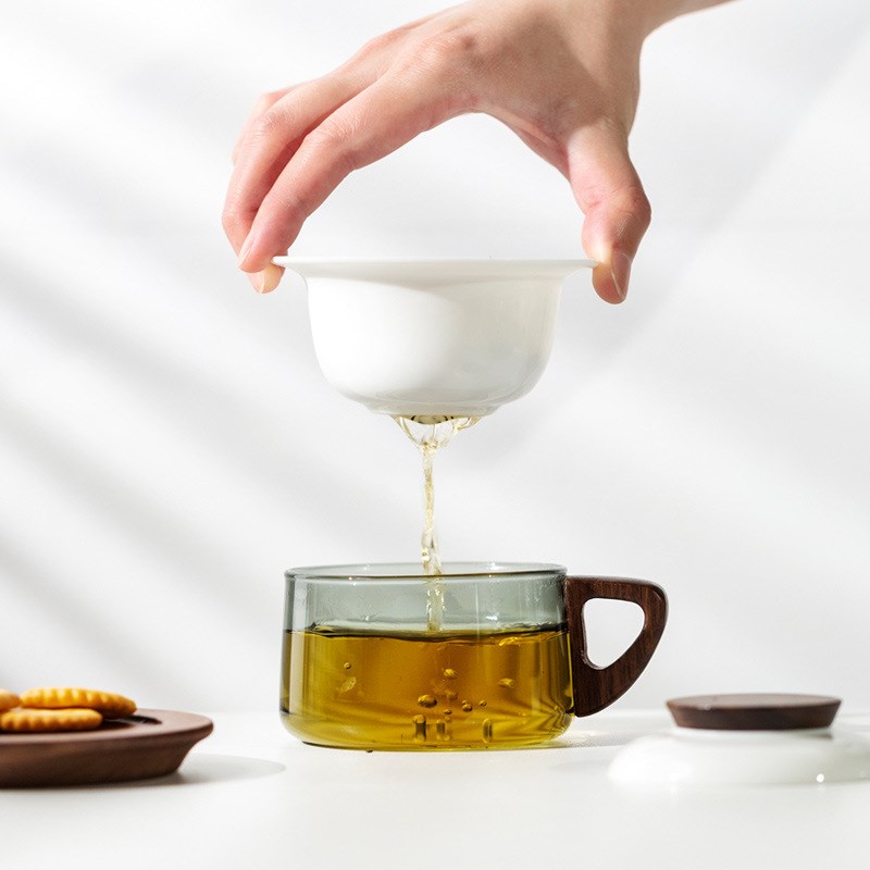 速发茶咖杯茶高分离陶瓷泡咖杯 喝茶一体杯办公室 水档轻奢茶啡杯