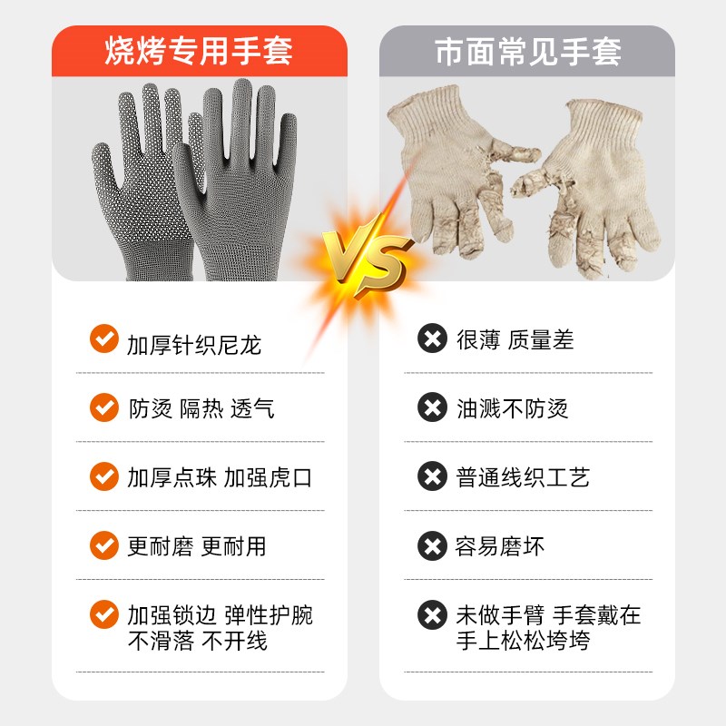 防烫烧烤手套耐高温隔热防火家用做饭炒菜防溅油烤串厨师餐饮