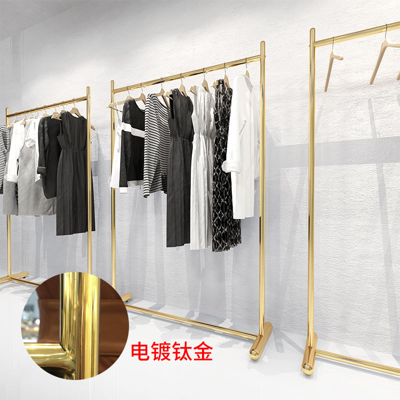 速发电镀钛岛亮面不锈钢中示架服装店落地架装店展金架高档陈列货