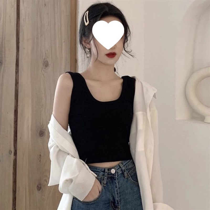 速发小背心内短打底美背吊带夏外穿潮法辣复古黑色式妹搭款上衣