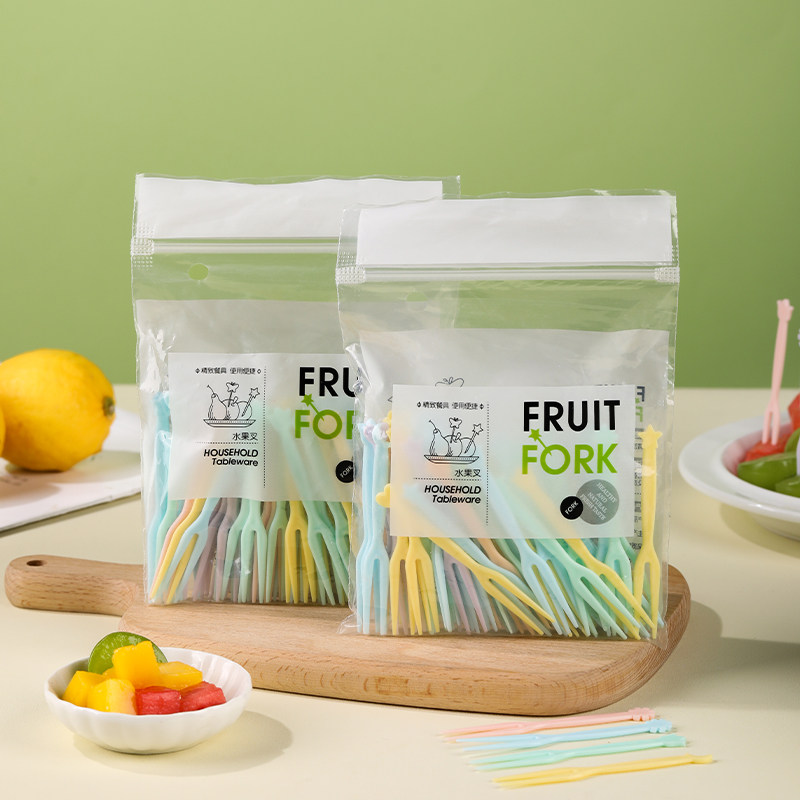 速发水果叉子次家用一签性塑料套装吃水插蛋糕甜品儿童安全果创意