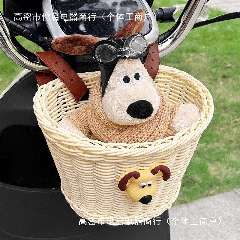 速发电动车车筐前置杂纳收物可爱多功能电瓶自行车置物兜挂篮