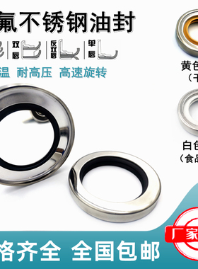 聚四氟轴封外径90-115双唇不锈钢骨架油封PTFES铁氟龙高速旋转唇