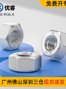 304/316L不锈钢外六角螺母粗牙防松螺帽配件大全M1M.0M2M4M8M10M5
