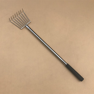 50cm加粗不h锈钢单节不伸缩杆耙子 4齿5齿8齿6齿大号水草耙8mm螺