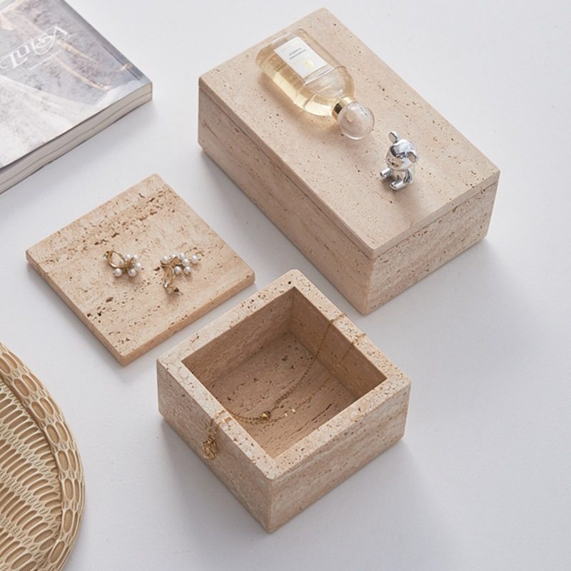 现代简约黄洞石方形储物首饰收纳盒摆件客厅卧室样板间家居饰品盒,电子元器件市场,电线扎带/束线带,淘宝优惠券,粉丝福利购,淘宝优惠卷