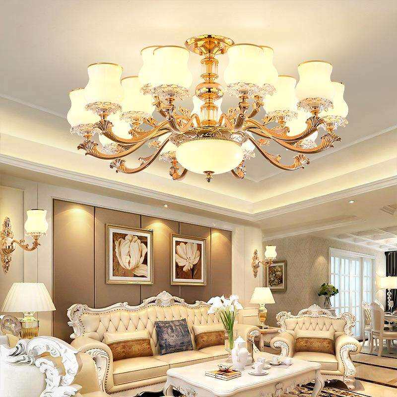 欧式锌合金吊灯客厅奢华大气简约水晶灯现代复古卧室餐厅玻璃灯