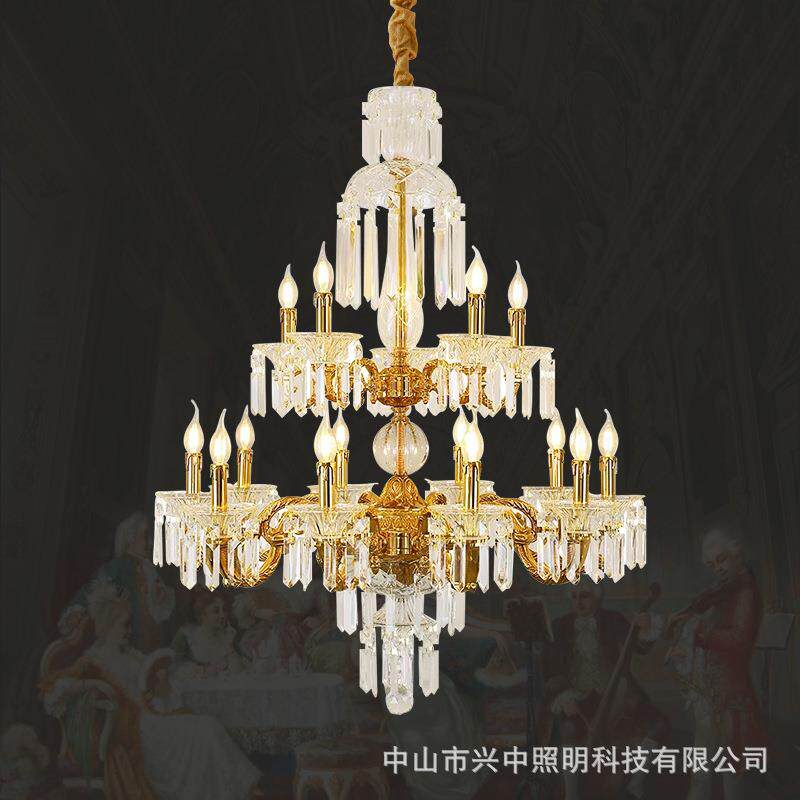 法式全铜客厅吊灯轻奢别墅复式楼宫廷创意餐厅欧式大气奢华水晶灯