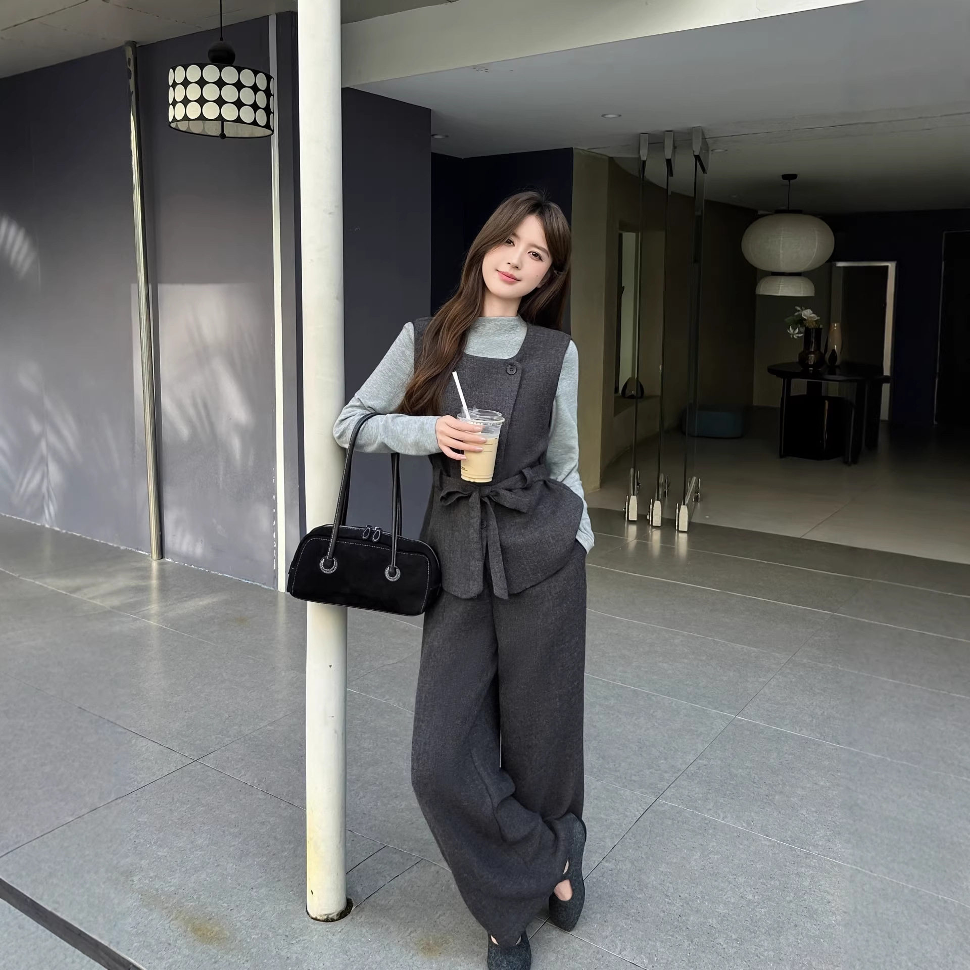 高级感老钱风西装马甲套装女秋冬巨好看时尚洋气休闲阔腿裤三件套