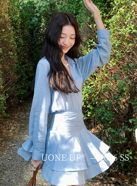 UONE-26年早春清新度假慵懒感衬衫+半身裙套装