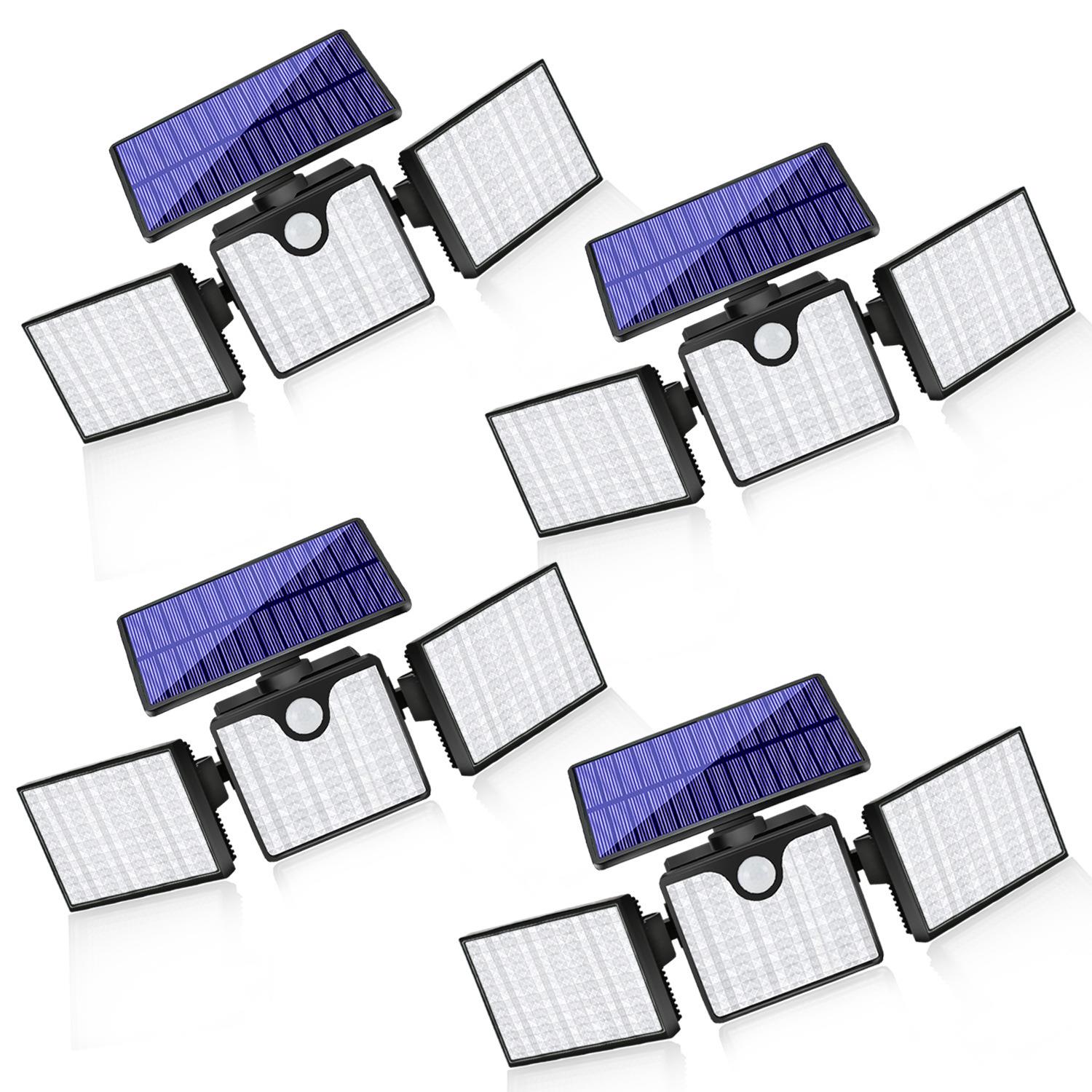 太阳能灯266led人体红外三头感应路灯户外庭院花园景观照明壁灯