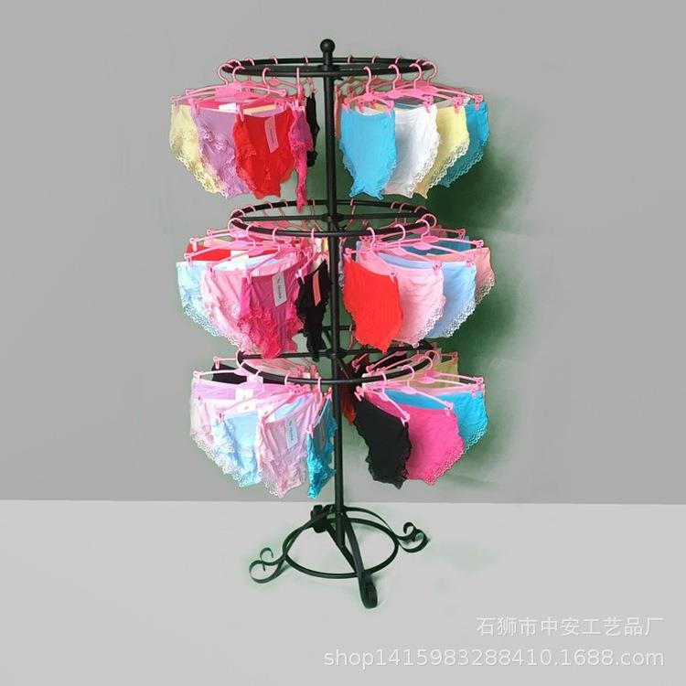 三层旋转服装店挂文胸内衣内裤展示架圆形落地式中岛货架旋转多层