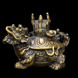 黄铜龙龟摆件纯铜官帽龟仿古铜器工艺品家居装饰品U书房办公室摆