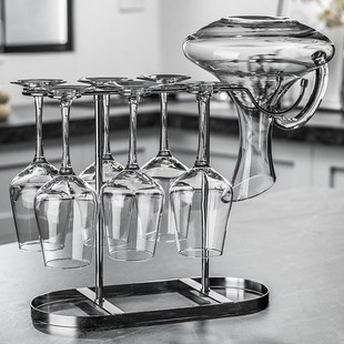 创意红酒杯架套h装 家用水晶玻璃红酒杯葡萄酒高脚杯子醒酒器一体