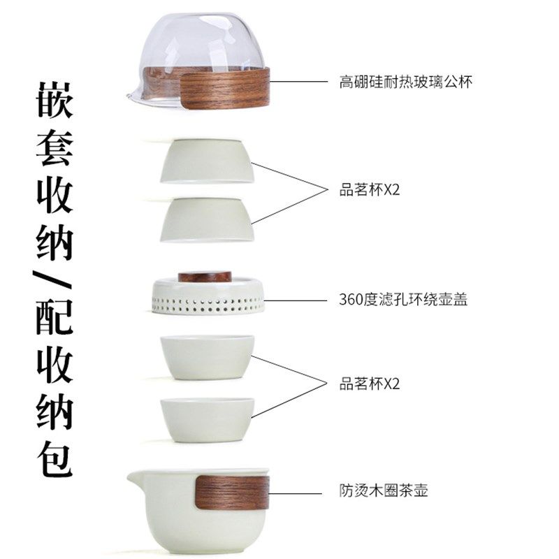 旅行功夫茶具一壶四杯套装u快客杯便携式户外泡茶带公道杯玻璃耐,餐饮具,旅行茶具,淘宝优惠券,粉丝福利购,淘宝优惠卷