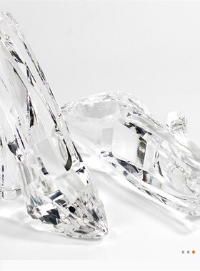 灰姑娘水晶鞋结婚摆件公主透明玻B璃鞋情人节礼物送女友纪念日礼