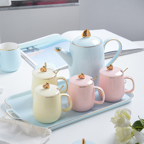 高颜值陶瓷轻奢水具家用客厅水杯茶具茶壶茶杯套U装结婚陪嫁送人