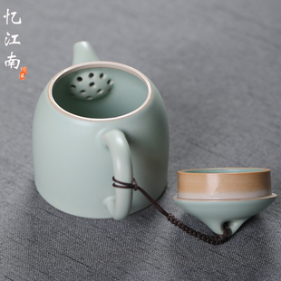 家用汝瓷开片泡茶器可养单壶 汝窑功夫茶具g泡茶壶陶瓷小茶壶中式