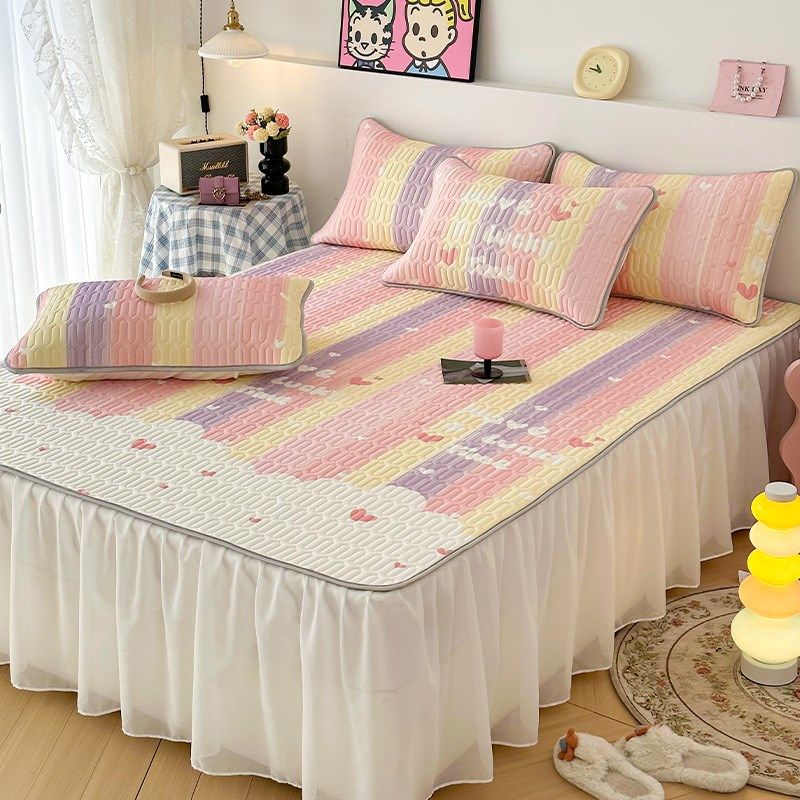 乳胶冰丝凉席三件套床裙r款公主风女生夏季可水洗空调软席子床垫4,床上用品,床单,淘宝优惠券,粉丝福利购,淘宝优惠卷