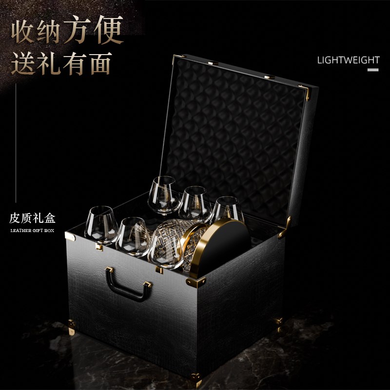红酒杯轻奢高档醒酒器礼盒套装家用高级感高N脚杯水晶玻璃葡萄酒