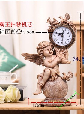 欧式天使时钟座钟客厅钟表装饰品摆件创意家居卧室床头Y柜静音台