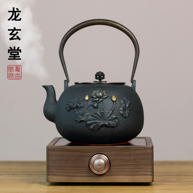 铁壶电陶炉胡桃木煮茶器实木上水器电热炉家用R小型泡茶壶烧水壶
