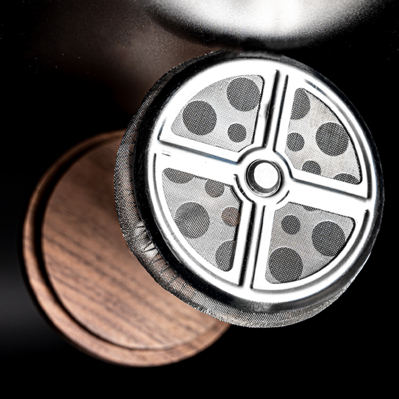 千烨咖啡 法压咖啡壶 胡u桃木盖高硼硅玻璃壶身手冲过滤煮茶法压