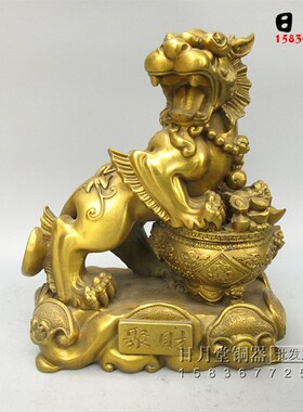 包邮黄铜铜貔貅一对聚财守财铜貔貅聚宝盆一桶金财V富归来回头貔