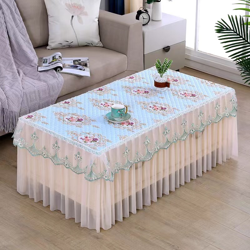 茶几防尘罩布艺h蕾丝家用茶几套桌布电视柜长方形餐桌垫桌布防滑