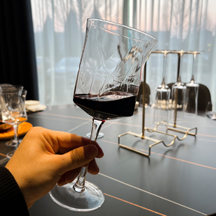 几何设计红酒杯子小众o家用ins风套装 轻奢水晶高档葡萄酒杯高脚杯