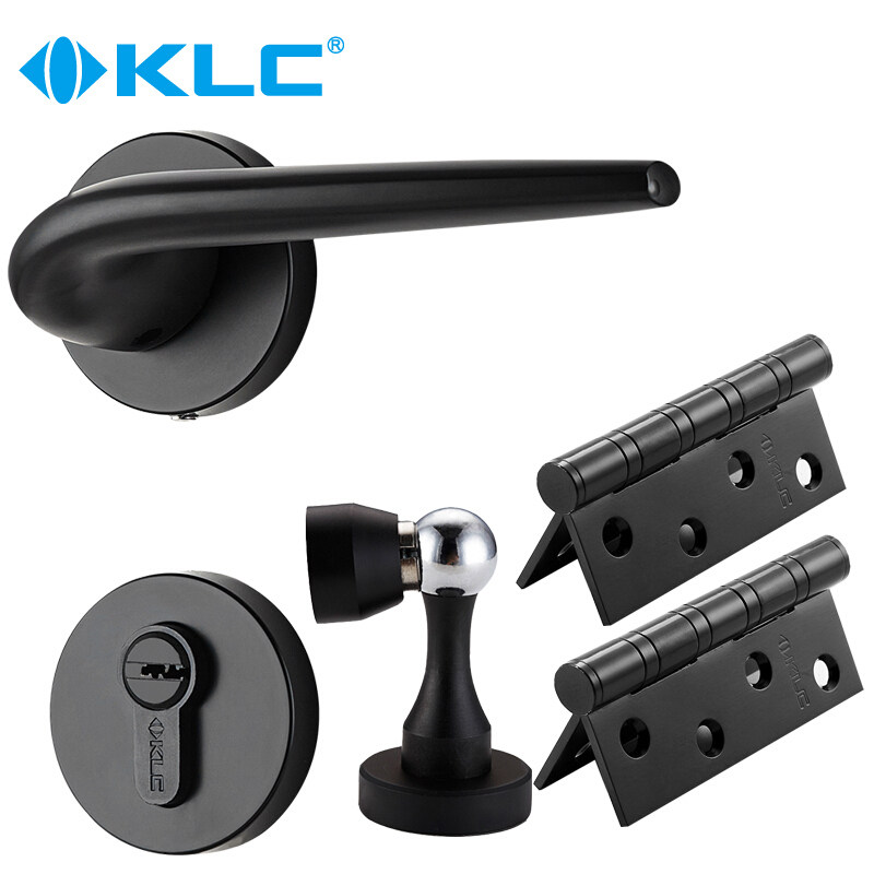 KLC门锁室内卧室房门锁黑色分体静E音实木门金色卫生间门锁三件套
