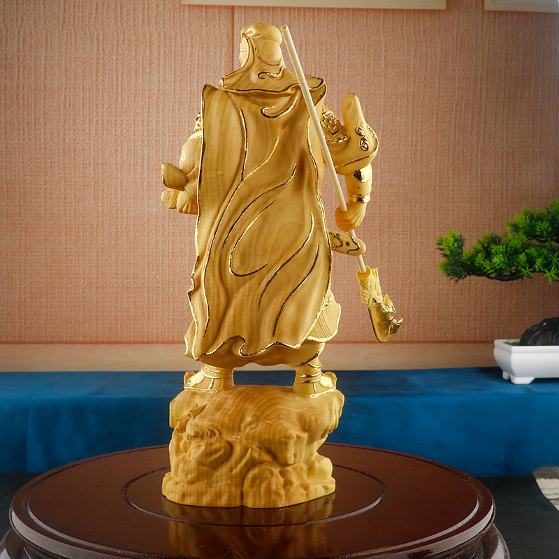 小叶黄杨木雕刻工艺品关公武财神像E家居客厅装饰品人物摆件关二